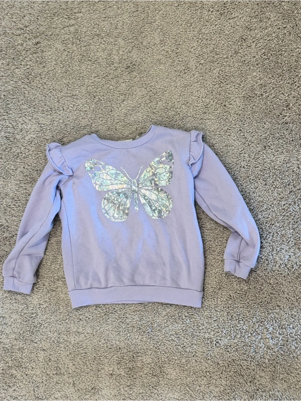 Girls' Lavender Butterfly Sweatshirt
